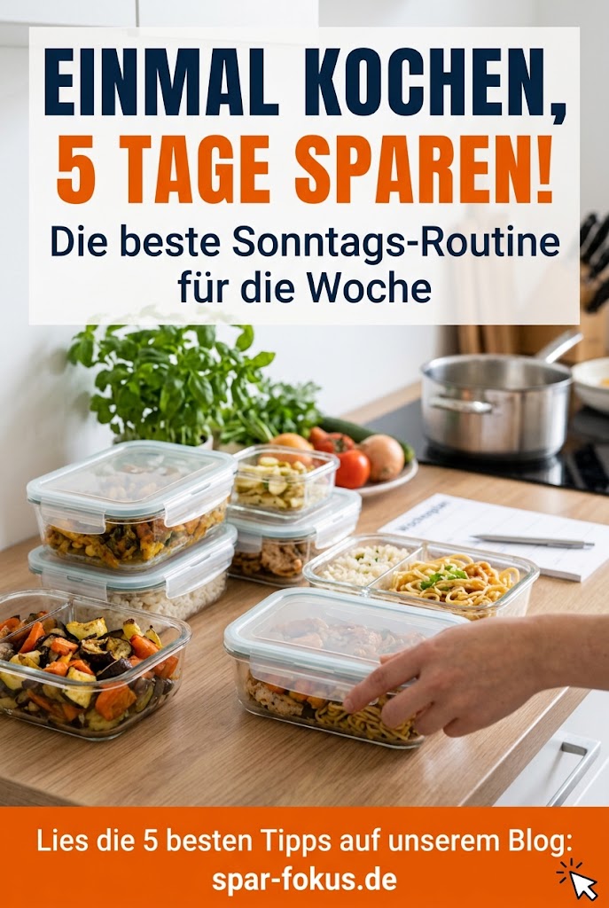 Meal-Prep-Beitrag: Einmal kochen, 5 Tage sparen – Frische Lebensmittel und Kochboxen auf einem Tisch